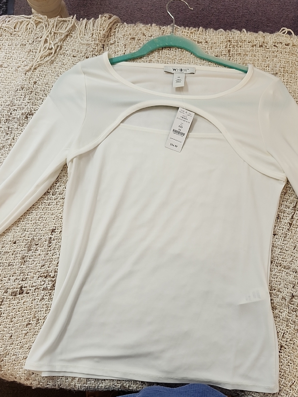 💐NWT White House Black Market White Cutout Long Sleeve Top - XS💐
